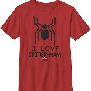 MARVEL Way Home I Love Spider-Man Poster Boys Medium 10-12 Red Tee T-Shirt NEW